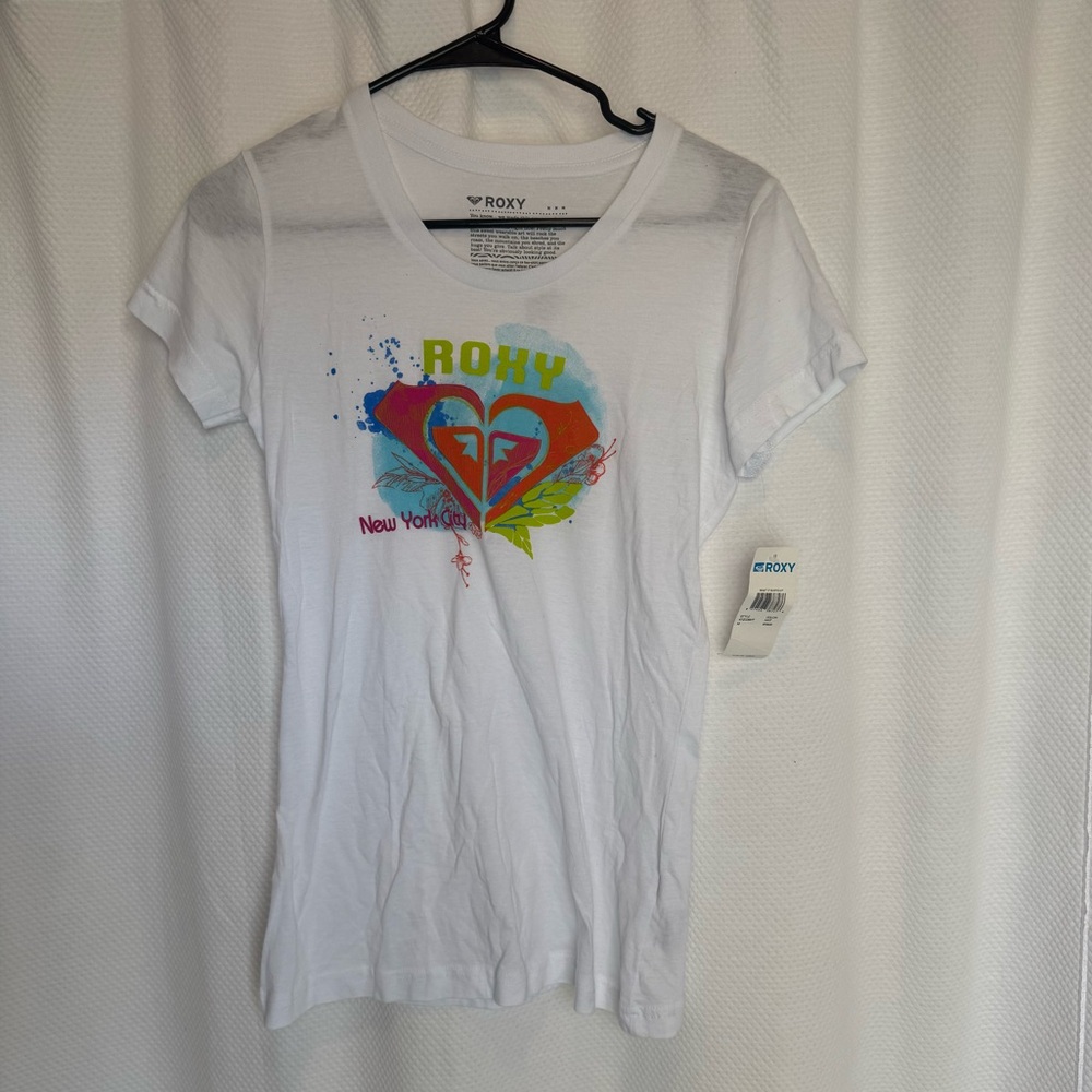 Roxy White Tee with Colorful Graphic